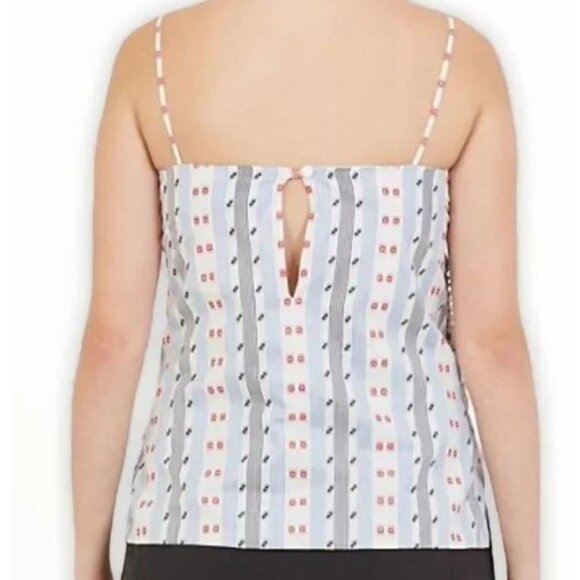 Carven Jacquard Printed Ruched Tank Top Women's Size 4 in Red White & Blue - Picture 2 of 7